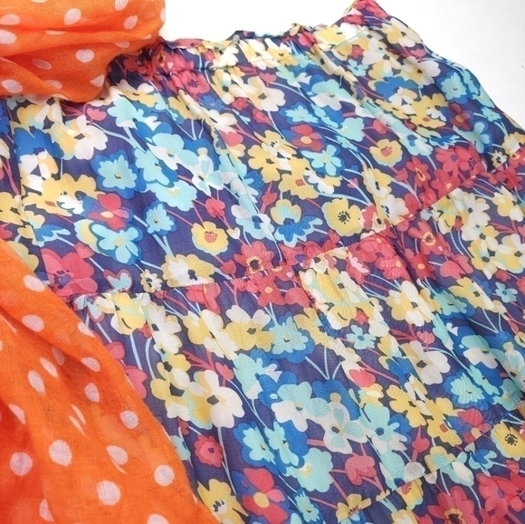 Johnny Was Blue Pink Boho Maxi Rayon Silk Floral Skirt Sz Xs - Picture 7 of 13